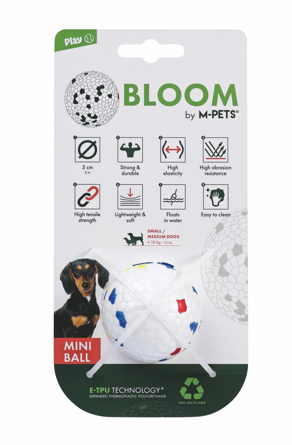 M-Pets Bloom Mini Indestructible Dog Play Ball