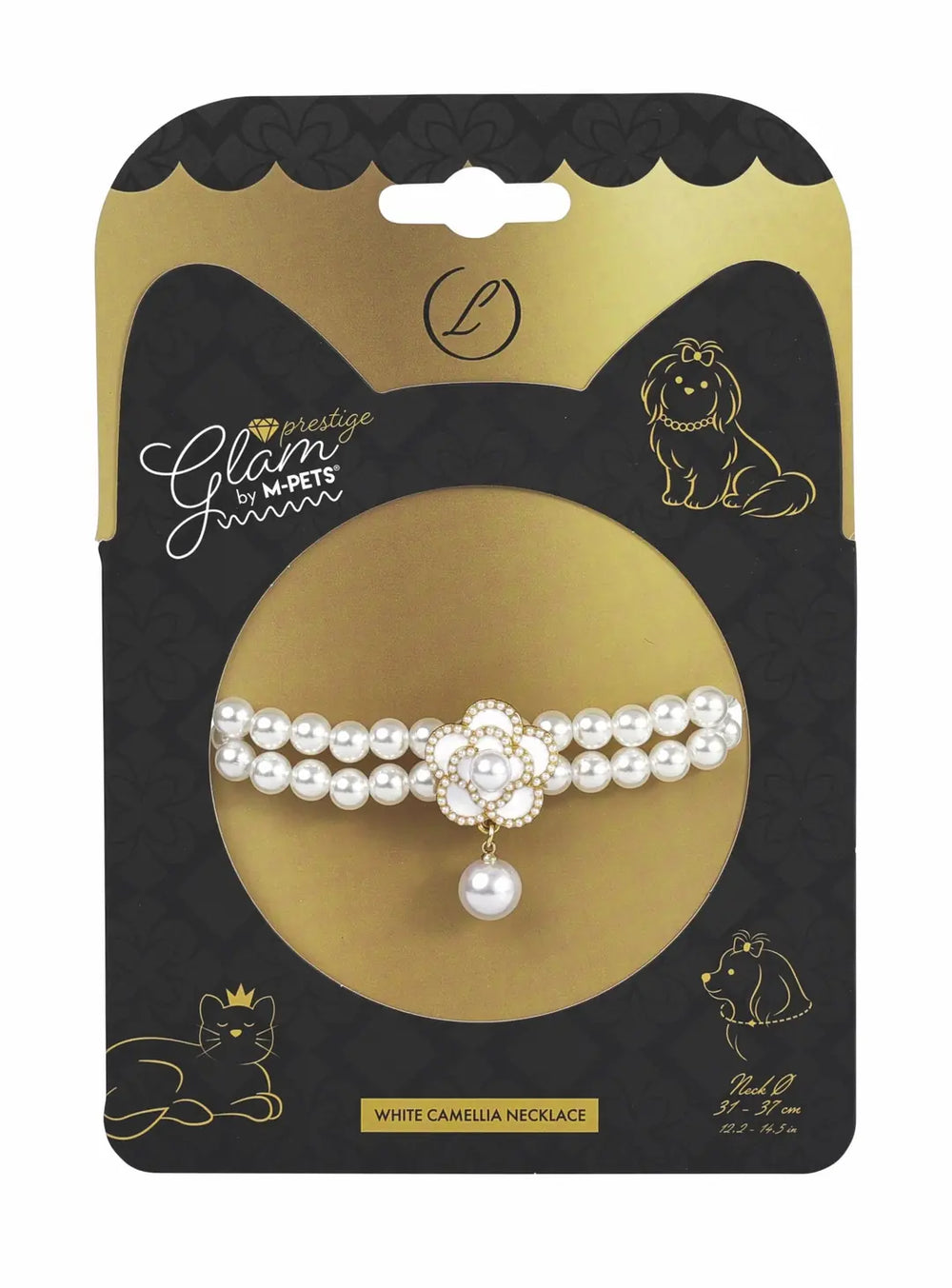 M-Pets Glam Prestige White Camellia Dog Collar L