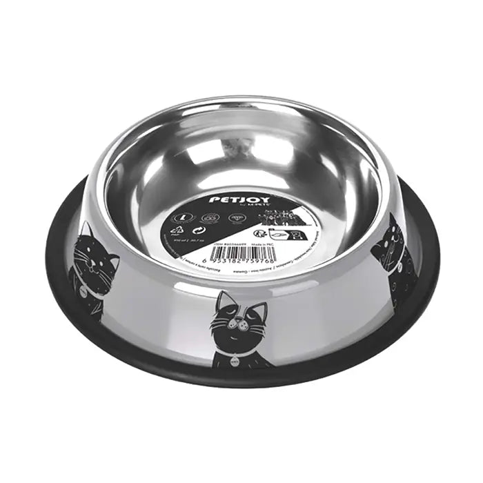 M-Pets Petjoy Catfamily Steel Feeding Bowl Large 910ml