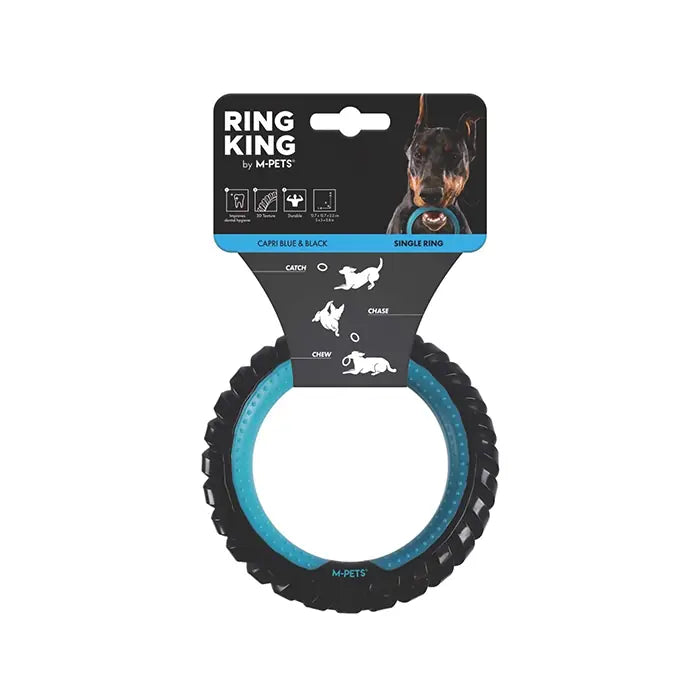 M-Pets Ring King Dog Toy Durable Interactive Ring Blue & Black