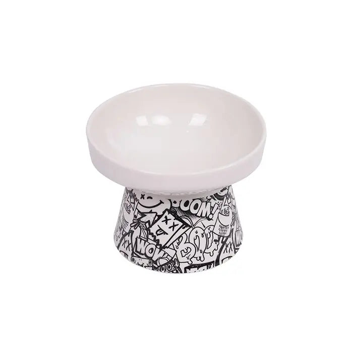 M-Pets Urban Style Tilted Ceramic Pet Bowl Black & White 150ml