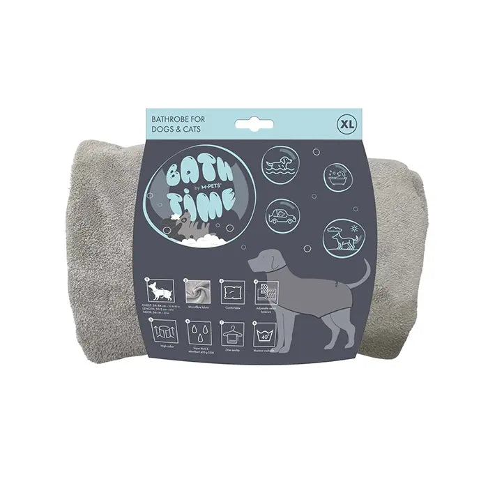 M-Pets Bath Time Dog Bathrobe Quick-Dry Microfiber XL