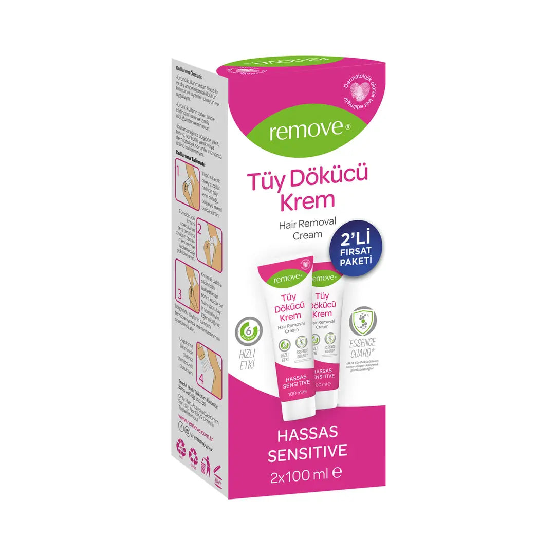 Remove Hair Removal Cream for Sensitive Skin 100 ml x 2 Pack