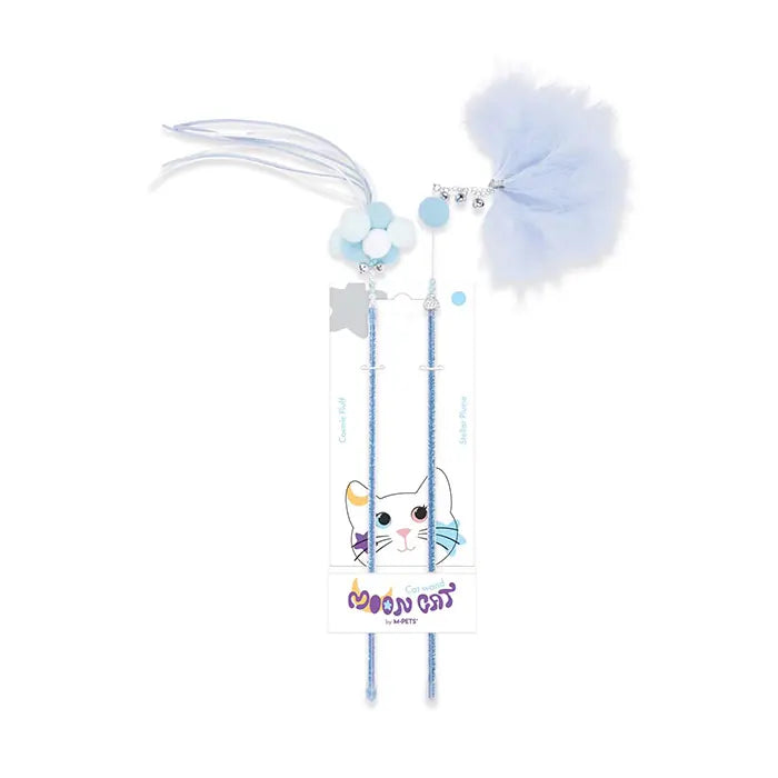 M-Pets Mooncat Interactive Cat Wand Toy Set Blue 2-Pack