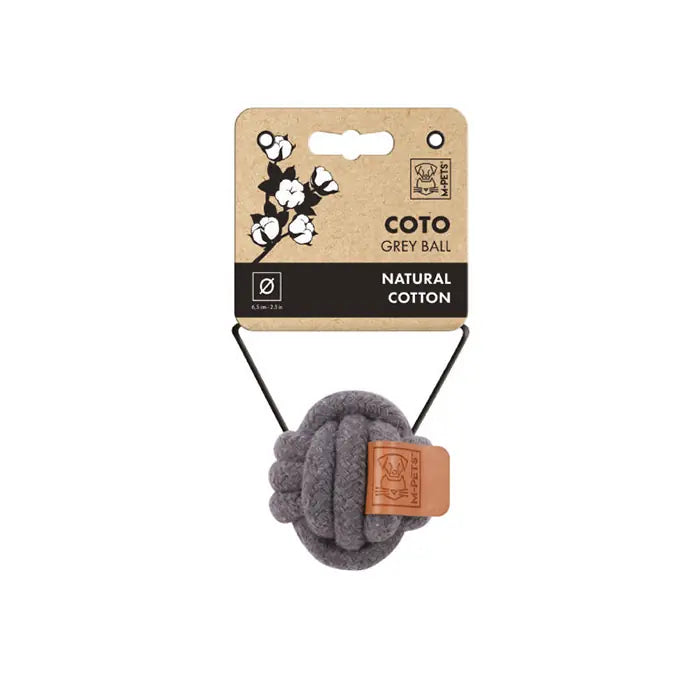 M-Pets Coto Knotted Rope Ball Dog Toy Grey 6.5cm