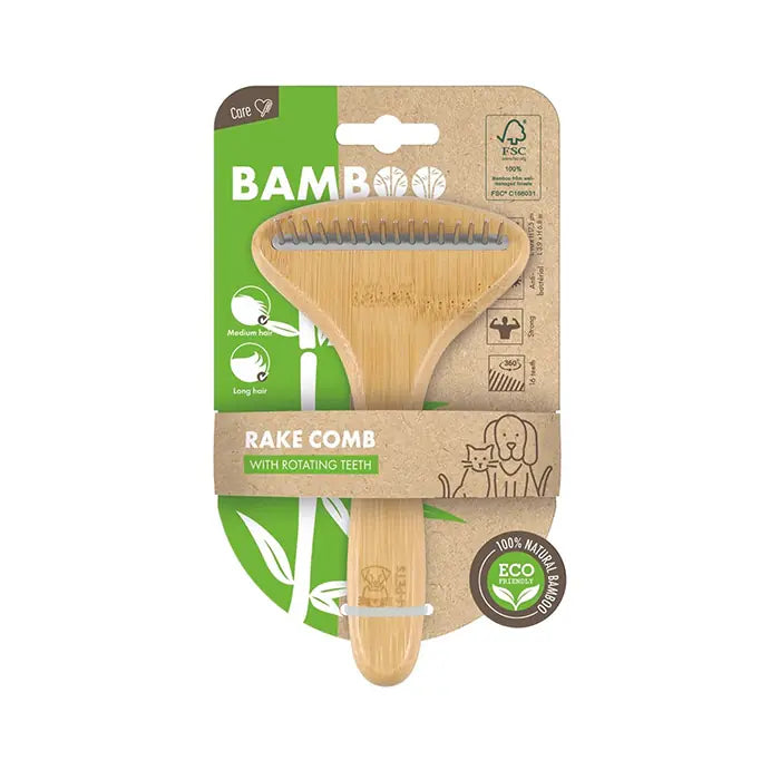 M-Pets Bamboo 16-Tooth Detangling Comb for Pets 10x17.5cm