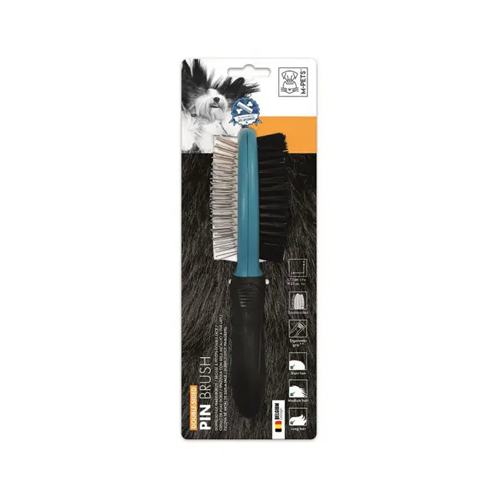 M-Pets Double-Sided Pin Brush for Grooming 7.5x23cm