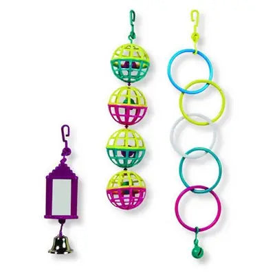 Living World Plastic 3-Piece Bird Toy Set for Cages