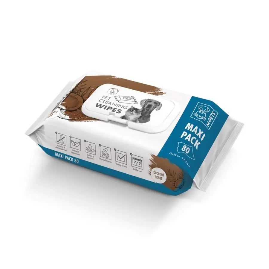 M-Pets Coconut Pet Cleaning Wipes for Cats & Dogs 40 Count