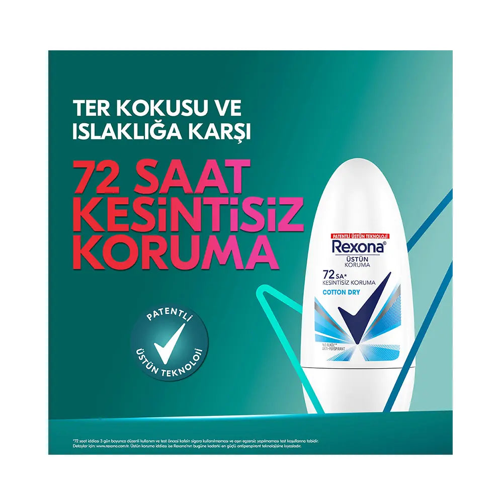 Rexona Cotton Dry Roll-On Deodorant 72-Hour Protection 50 ml