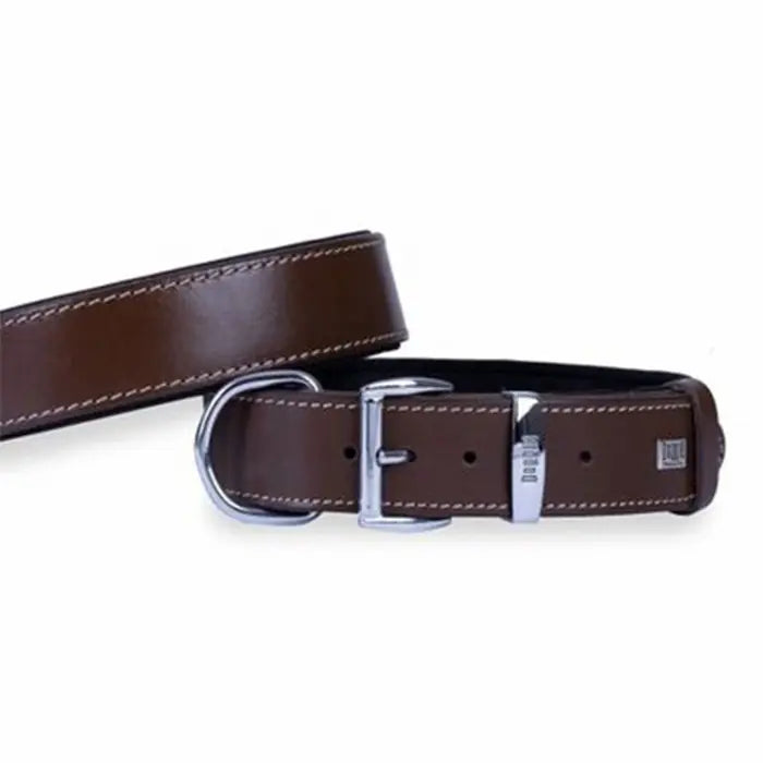 Doggie Soft Texture Leather Dog Collar Brown 4x57-65cm