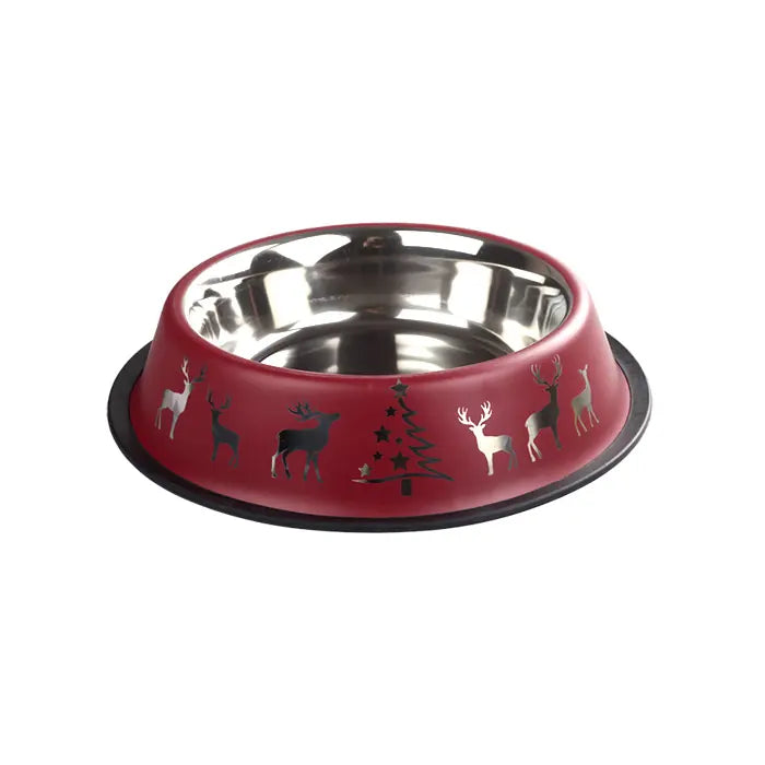 Oripet Christmas Patterned Steel Pet Bowl 96 oz 25cm