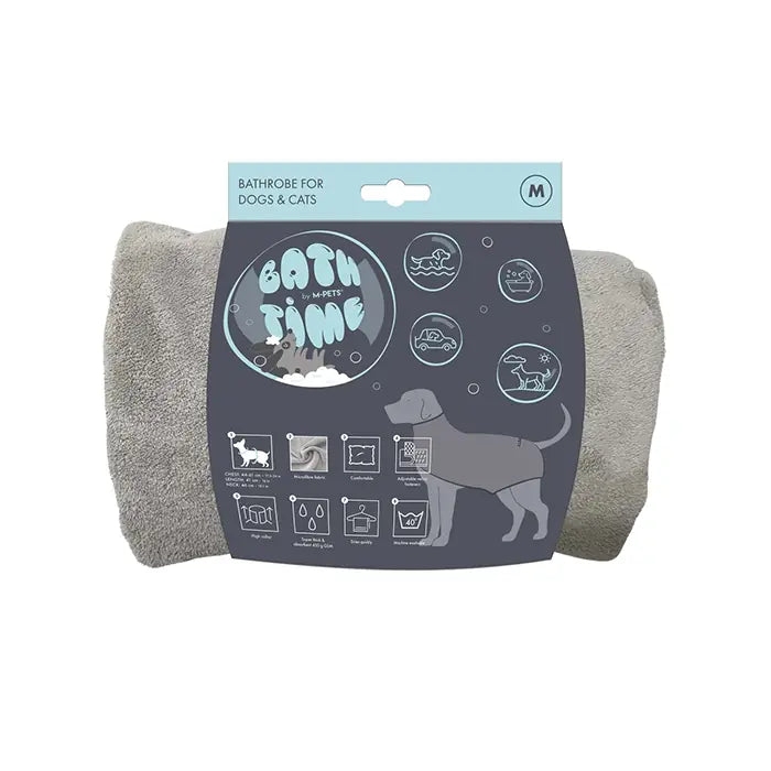 M-Pets Bath Time Dog Bathrobe Microfiber Drying Robe Medium