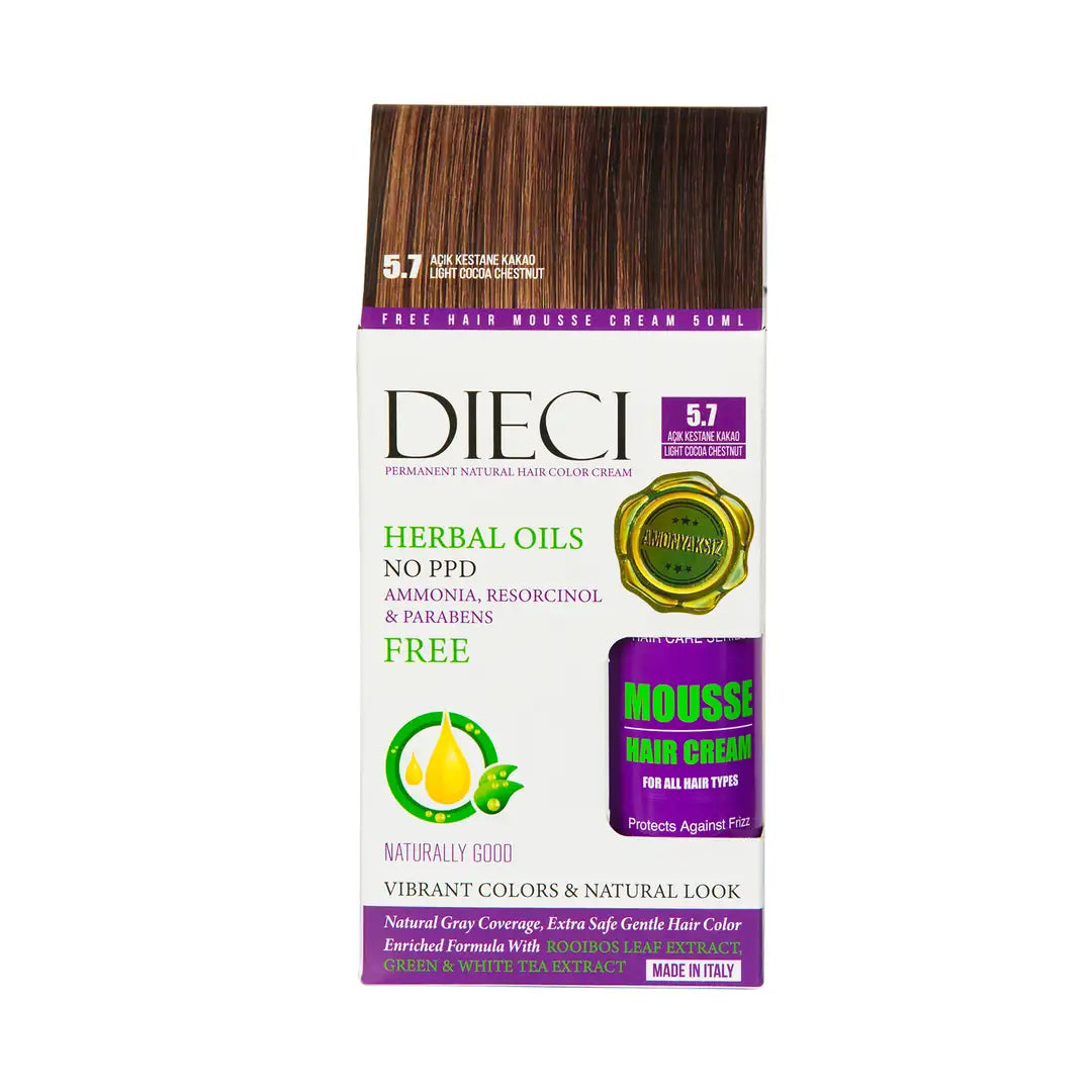Dieci Herbal Oil Ammonia-Free Hair Color 5.7 Light Cocoa Brown