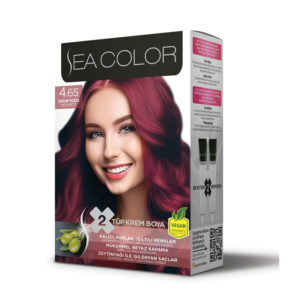 Sea Color 4.65 Wine Red Hair Color Set for Vibrant Shine