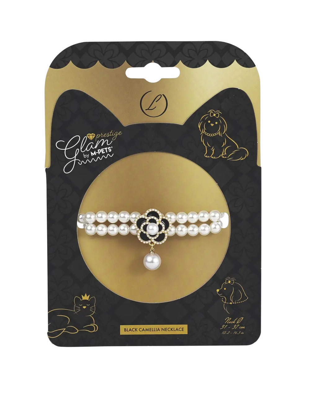 M-Pets Glam Prestige Black Camellia Dog Collar L