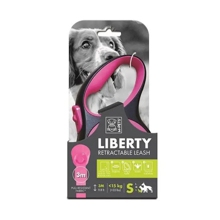 M-Pets Liberty Automatic Retractable Leash Pink 3m Small