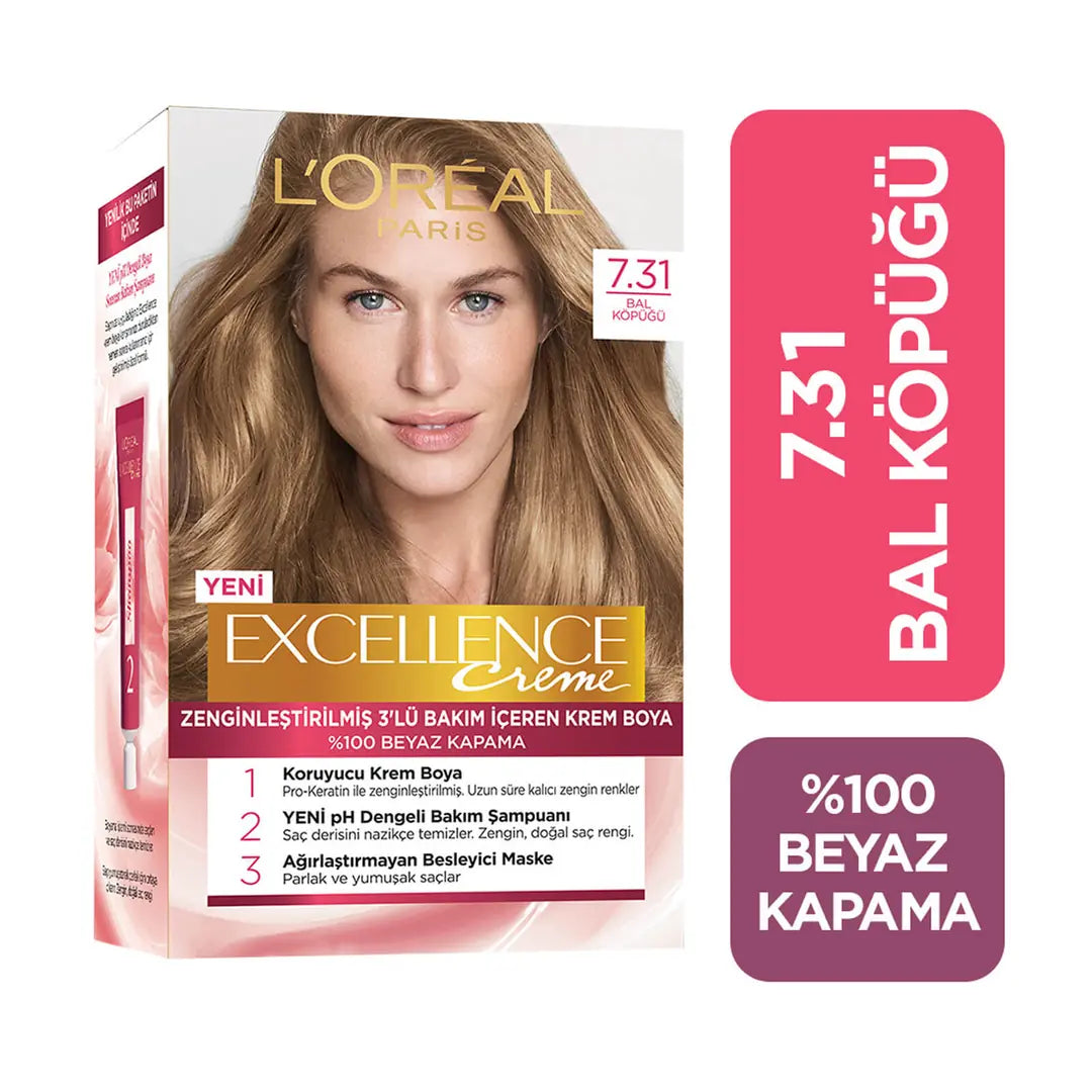 L'Oreal Excellence Creme Hair Color 7-31 Honey Foam