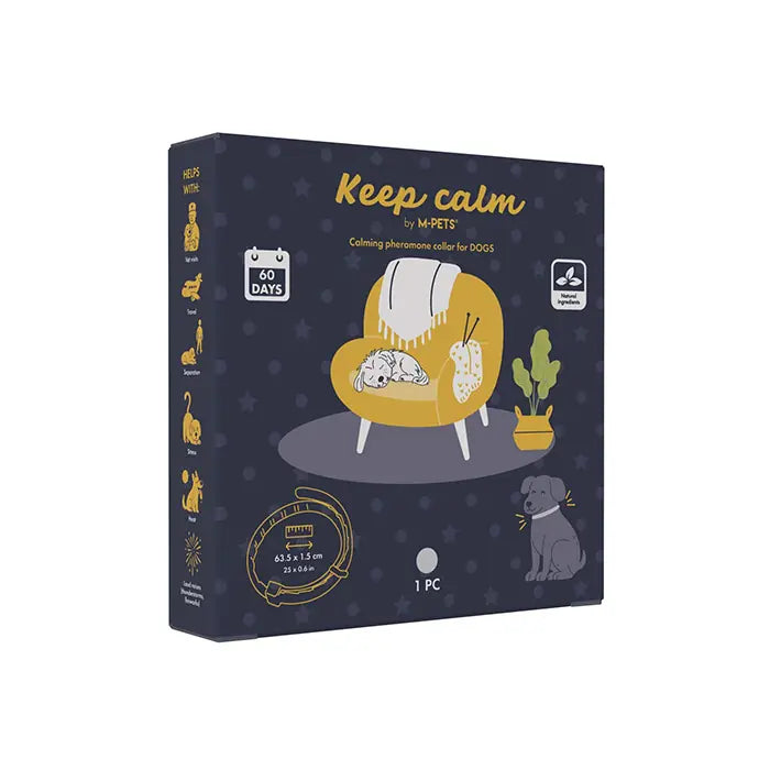 M-Pets Keep Calm Calming Dog Collar with Lavender Grey