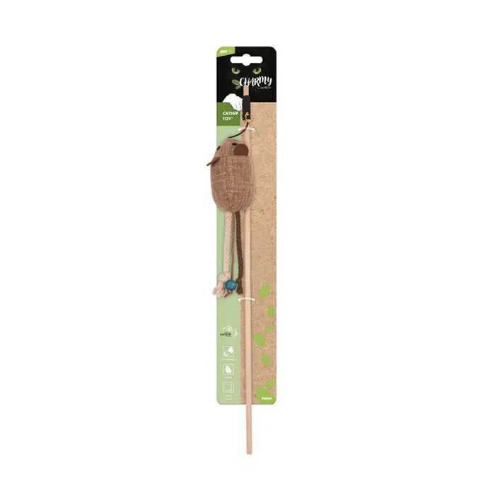 M-Pets Charmy Penny Catnip Fishing Rod Toy Brown