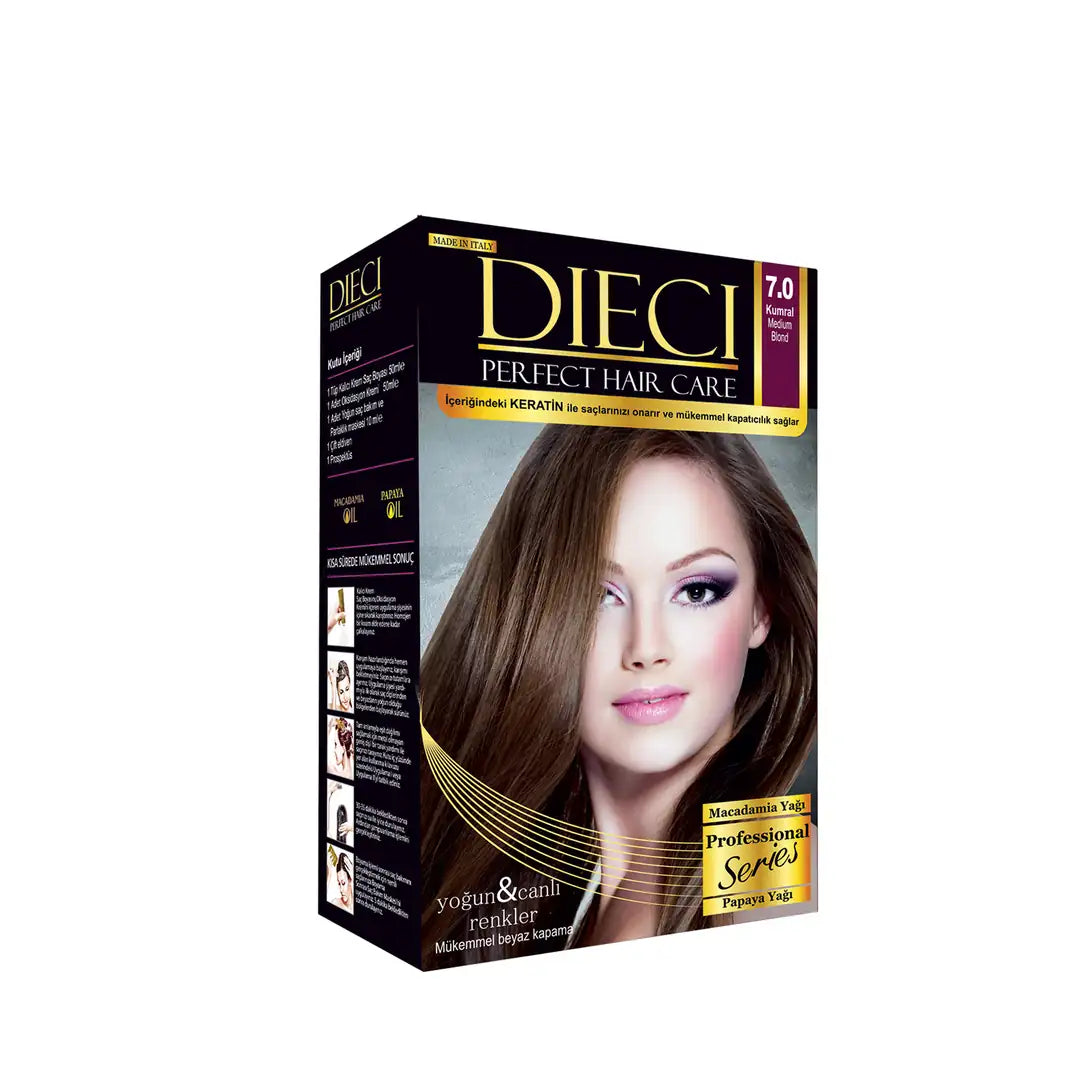Dieci Perfect Kit Hair Color 7-0 Medium Blonde for Gray Coverage