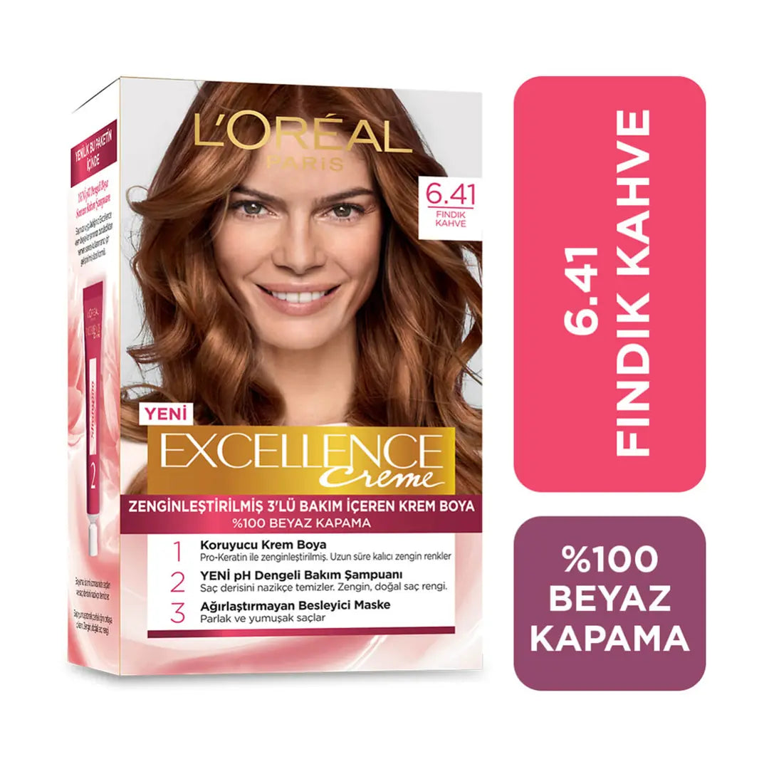 L'Oreal Excellence Creme Hair Dye 6-41 Hazelnut Brown