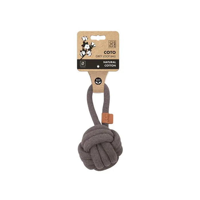 M-Pets Coto Loop Braided Ball Dog Toy with Handle Gray 11cm