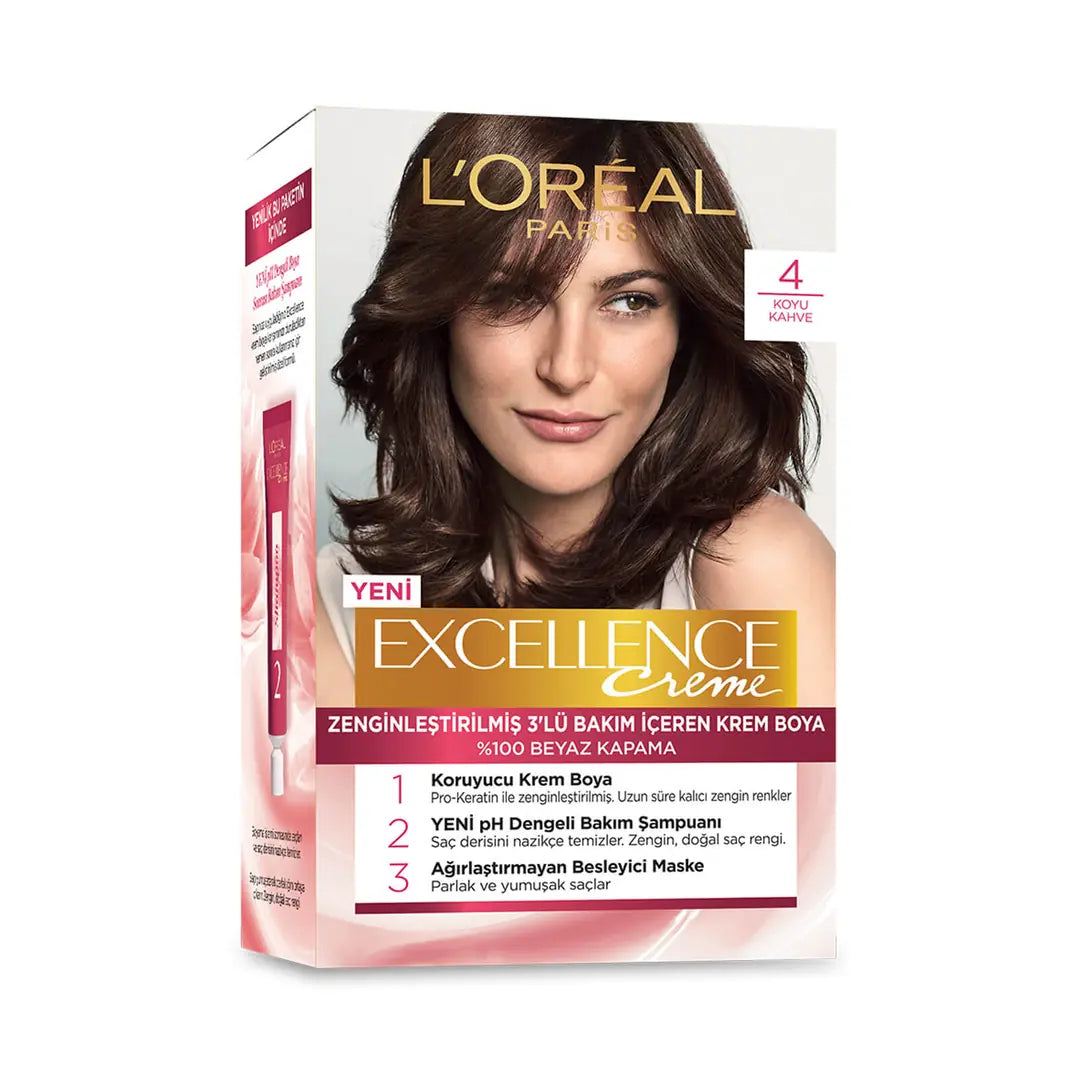 Loreal Excellence Creme Hair Dye 4 Dark Brown 1 Pack