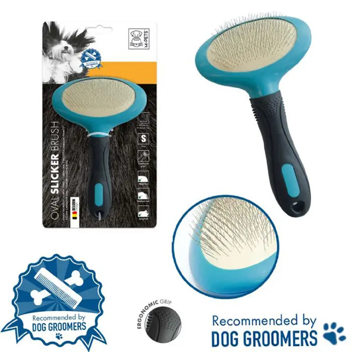 M-Pets Small Oval Slicker Brush for Dogs 10.5x18.5cm