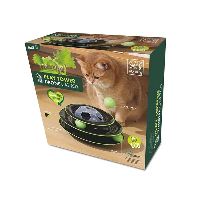 M-Pets Play Tower Drone Eco-Friendly Cat Toy with Feathers