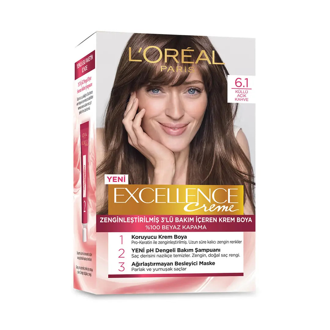 L'Oreal Paris Excellence Creme Hair Color 6-1 Ash Light Brown