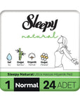 Sleepy Natural Normal Sanitary Pads for Daily Comfort 24 Pack