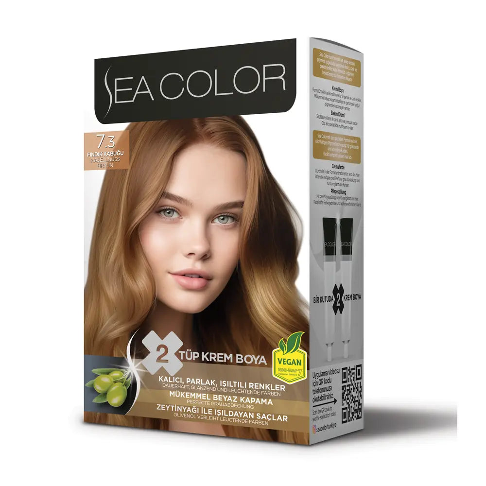 Sea Color Hair Color Cream Set 7.3 Hazelnut Rich Color 2-Pack