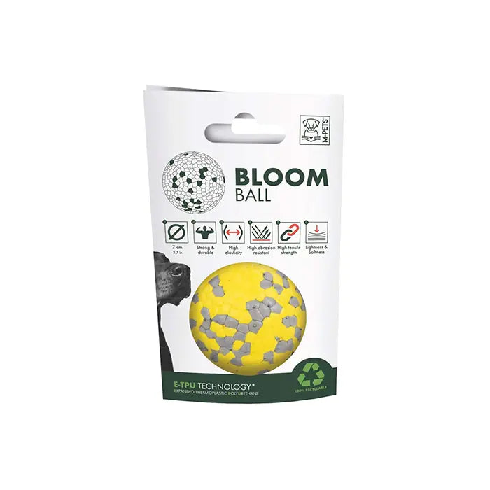 M-Pets Bloom Ball Durable Chew Toy Yellow-Grey