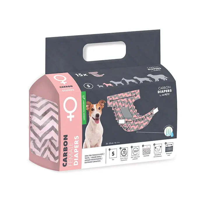 M-Pets Carbon Female Dog Diapers Odor Control Small 15 Count