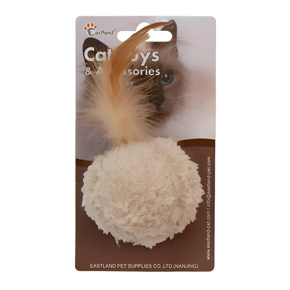 Eastland Catnip Felt Ball Cat Toy with Feather Detail, 5 cm