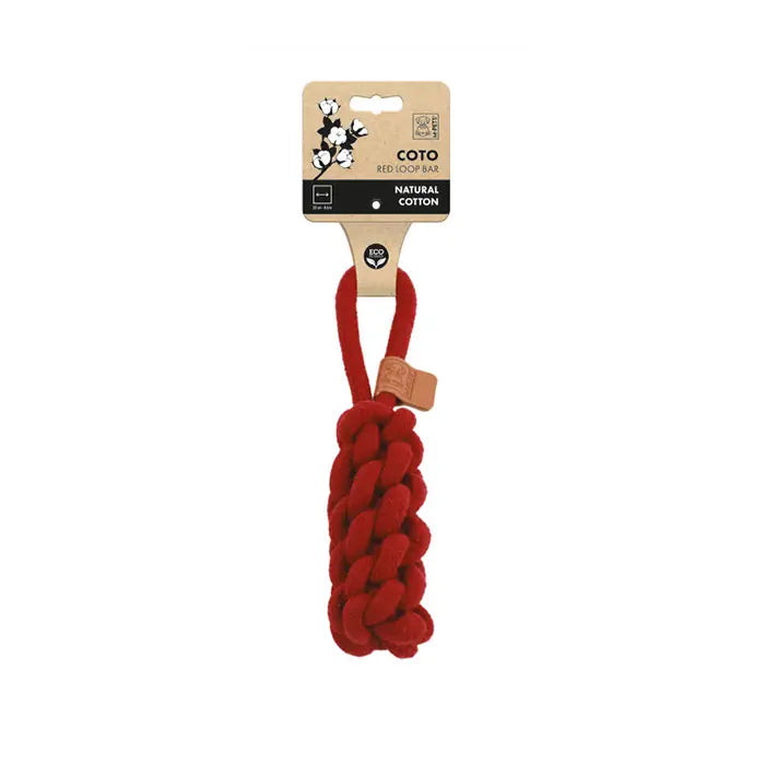 M-Pets COTO Red Loop Bar Braided Tug Dog Toy 22cm