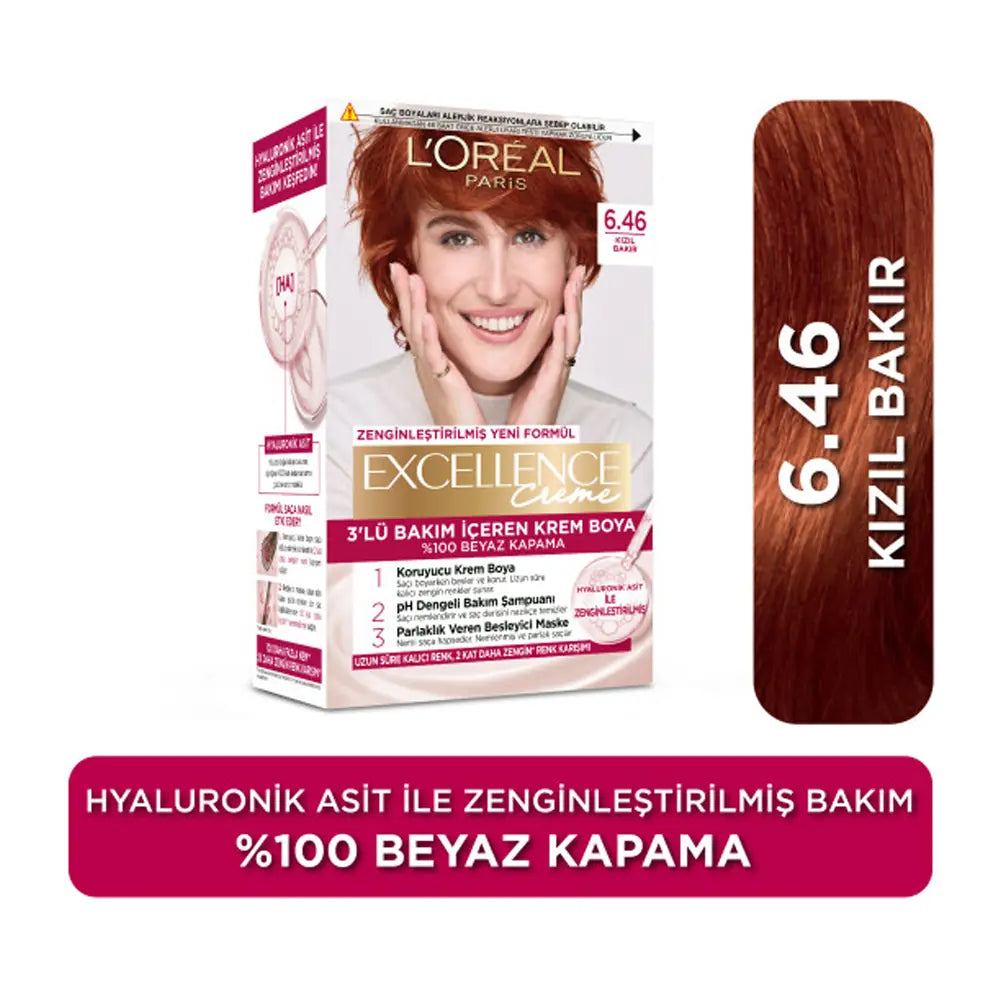 Loreal Excellence Creme Hair Dye 6.46 Copper Red