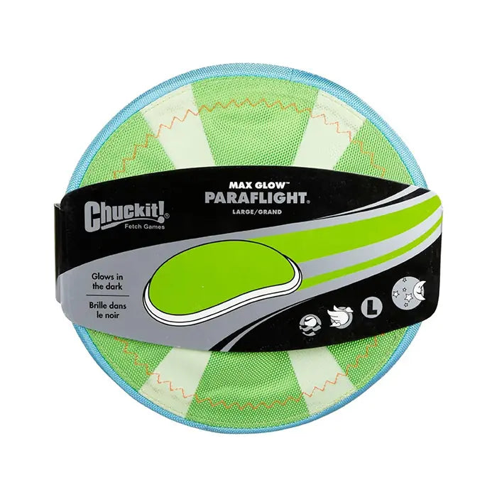 Chuckit Paraflight Max Glow Large Glowing Dog Frisbee Toy