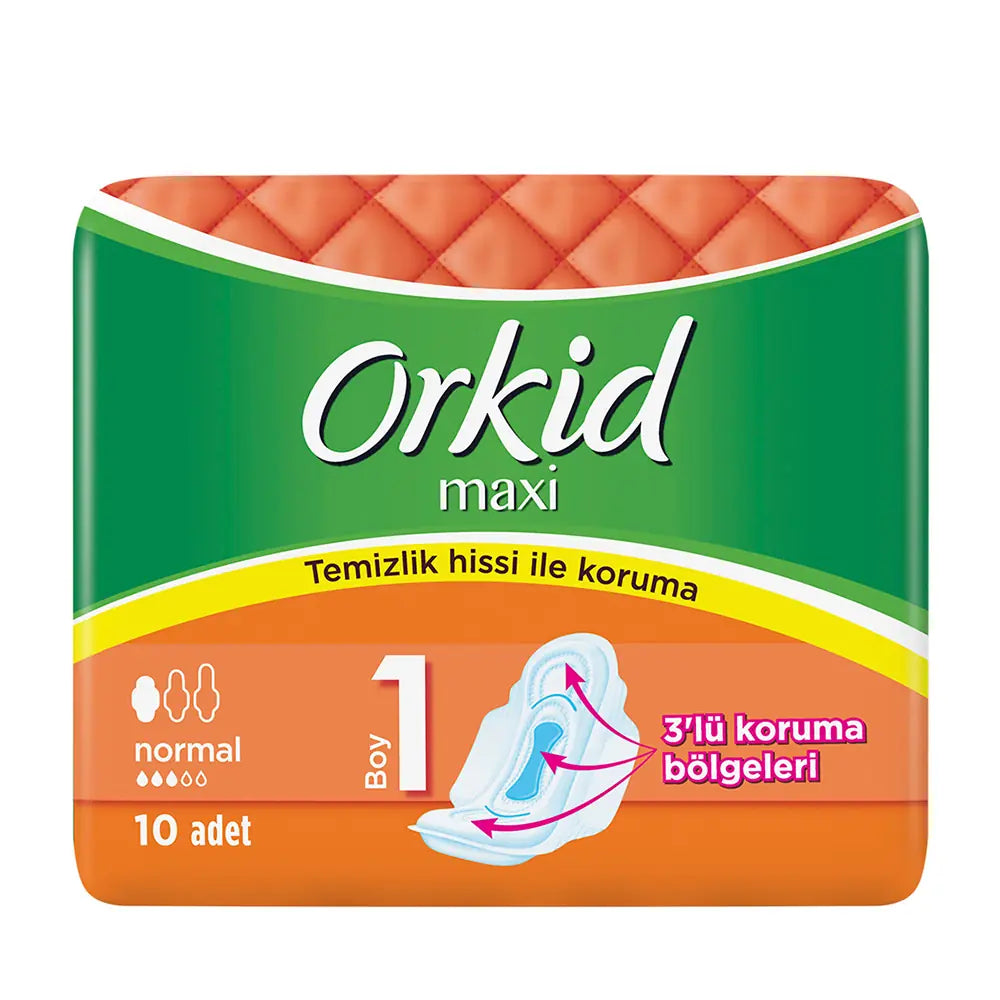 Orkid Maxi Normal Sanitary Pads with Wings 10 Count