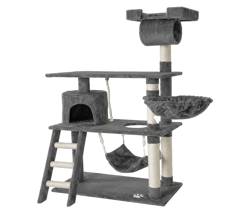 Tommy Multi-Level Luxury Grey Cat Tree with Scratching Posts 141cm