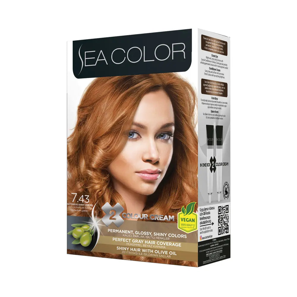 Sea Color Hair Dye Set 7.43 Intense Shiny Copper, 2-Pack