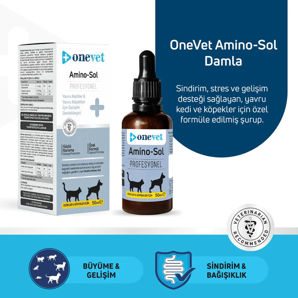 Onevet Amino-Sol Growth Support Drops for Puppies & Kittens 30ml