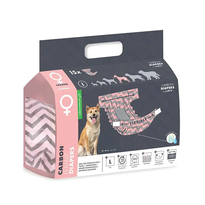 M-Pets Carbon Diapers for Female Dogs Odor Control Large 15ct