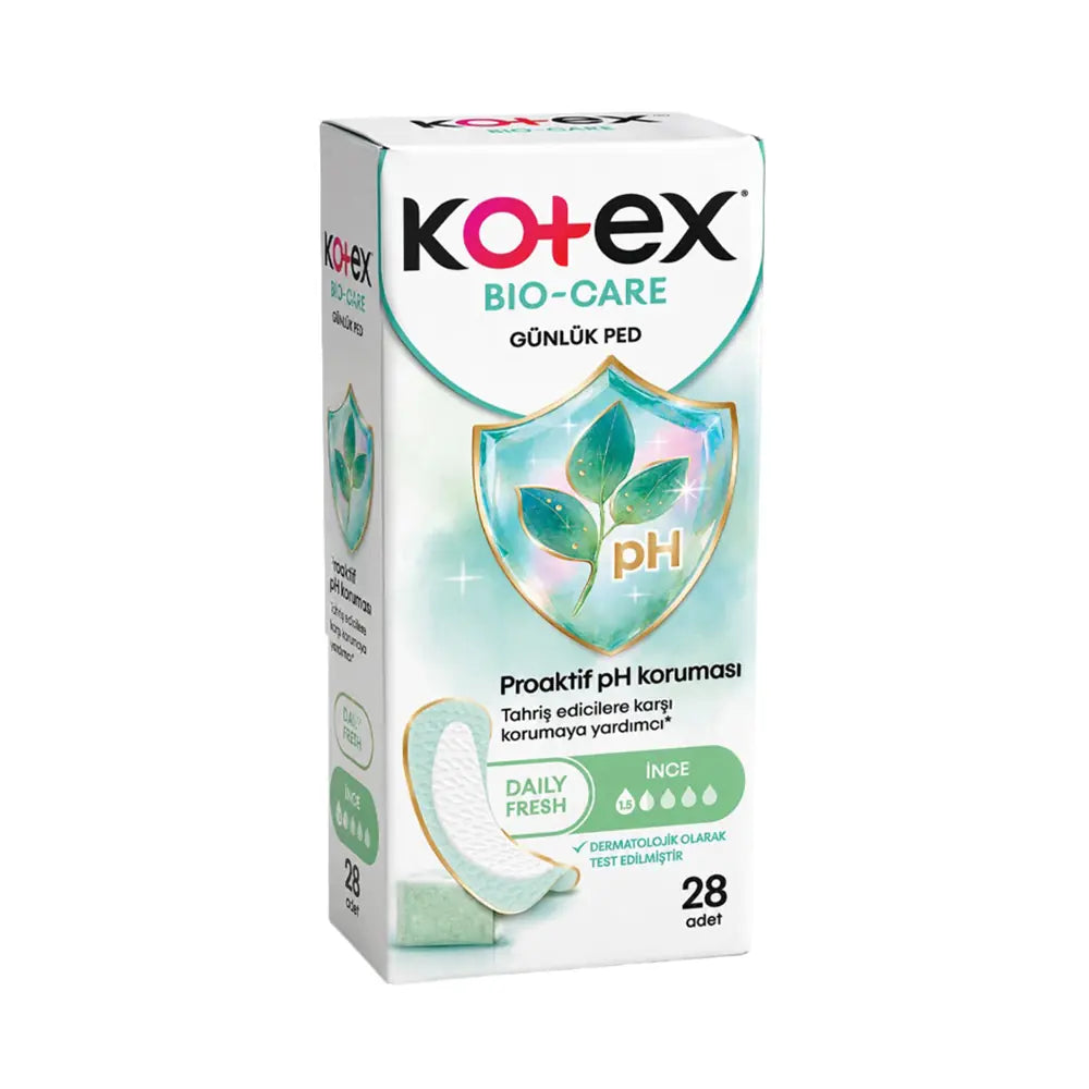 Kotex Bio-Care Thin Daily Panty Liners for Freshness 28 Count