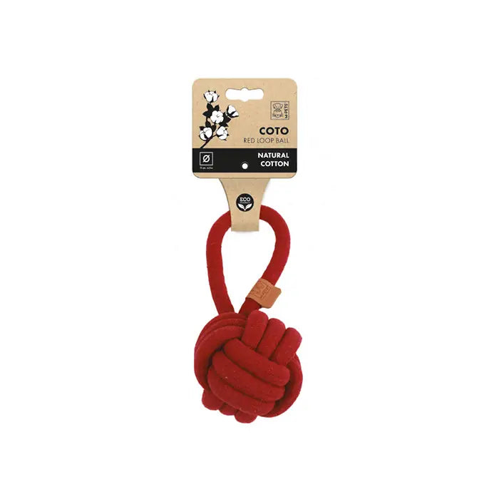 M-Pets COTO Red Loop Ball Knotted Pull Dog Toy 11cm