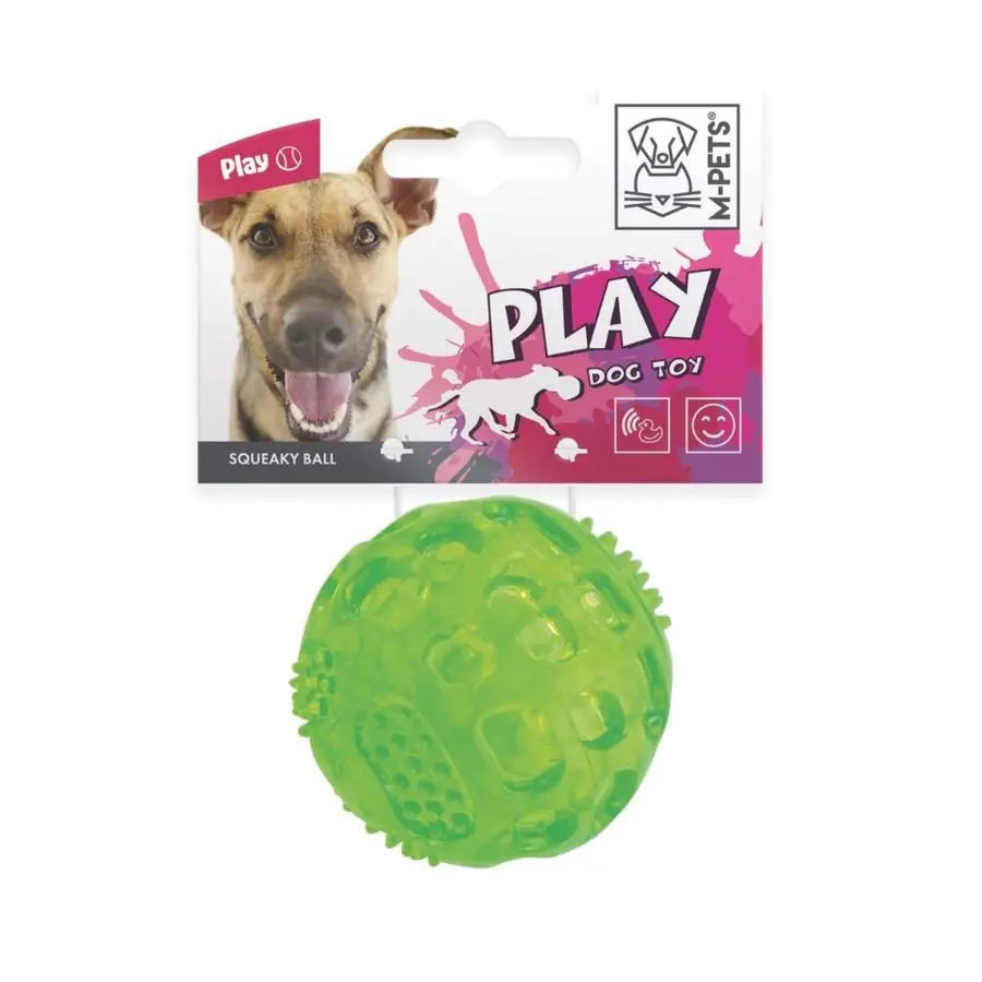 M-Pets Squeaky Dog Play Ball - Interactive Chew Toy for Dogs