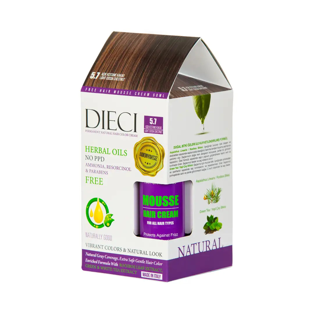 Dieci Herbal Oil Ammonia-Free Hair Color 5.7 Light Cocoa Brown