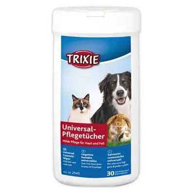 Trixie Pet Wet Wipes with Aloe Vera - 30 Count for Dogs, Cats & Small Pets
