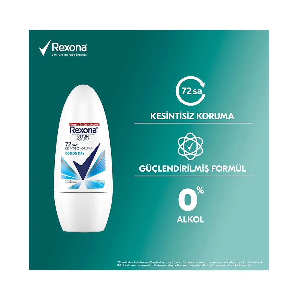 Rexona Cotton Dry Roll-On Deodorant 72-Hour Protection 50 ml